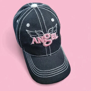 The Supreme Cap Youth "Angel" Baseball Cap, Black/White/Pink, Adjustable OS